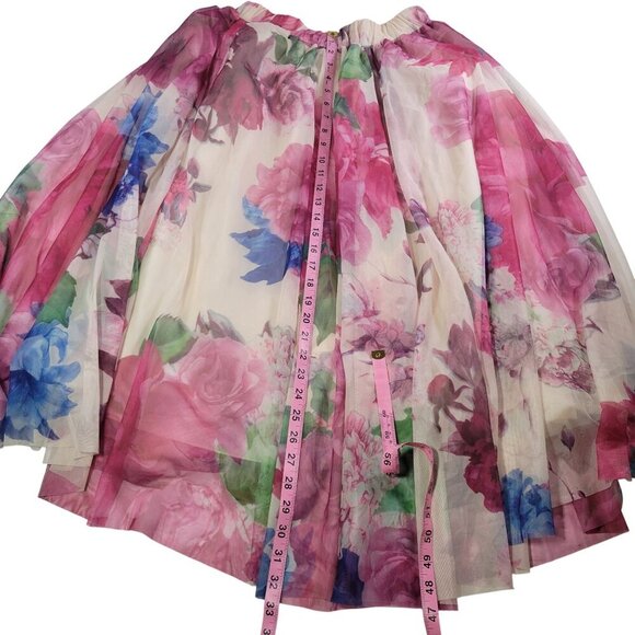 Chicwish Women Floral Print Chiffon Skirt With Elastic Waist & Lining Size Small - Picture 6 of 8